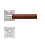 Madeira ER45Q Edelstahl matt mit hellbraunem Leder Quadratrosette Zimmertürgarnitur Bad aussen - Karcher Design