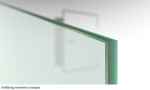 Beispiel Glasart ESG-Grünglas von Vollflächig matt Glasschiebetür mit zwei festen Seitenteilen und Oberlicht DORMA MUTO Variante 1 - Erkelenz