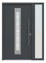 Hörmann Haustür Thermo46 750 mit Seitenteil RAL 7016-RAL 7016 Frontansicht außen