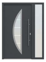 Hörmann Haustür Thermo46 900 mit Seitenteil RAL 7016-RAL 7016 Frontansicht außen