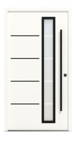 Interio Energiespar-Haustür Stahl-Alu Black Design Motiv B06 RAL 9016-RAL 9016 Fronansicht außen