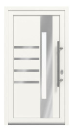 Haustür Kunststoff Premium Plus F047 RAL 9016-RAL 9016 Frontansicht außen
