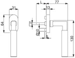 Skizze von Alaska Edelstahl-sat. Fenstergriff - Südmetall