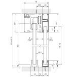 technische Zeichnung von Sigma Flexible für Lira Motiv matt 2-flg. Glasschiebetür mit zwei festen Seitenteilen Sigma Flexible Variante 3 - Erkelenz