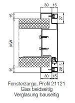 Technische Zeichnung von Stahl-Fensterzarge Profil 21121 für Ständerwerk beidseitig verglast - Hörmann