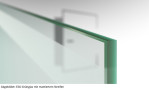 Beispiel Glasart ESG-Grünglas klar mit mattiertem Streifen für Curves Motiv matt Glaspendeltür mit zwei festen Seitenteilen DORMA Mundus BTS Variante 3 - Erkelenz