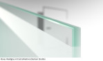 Klares Grünglas mit ExtraWeiß-mattem Streifen beispielhaft von Prime Mattierung Doppelflügeltür mit Motiv matt - Erkelenz