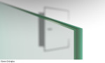 Beispiel Glasart ESG-Grünglas von Float klar Glaspendeltür mit zwei festen Seitenteilen DORMA Mundus BTS Variante 3 - Erkelenz