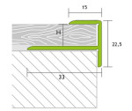 Zeichnung von PROSTEP Treppenkante (Trittstufe) Aluminium 8-9mm eloxiert Silber 270cm - Proline
