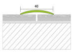 Zeichnung von PROTRANS Übergangsprofil Edelstahl V2A 40mm glänzend gelocht 100cm - Proline