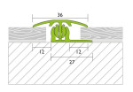 Zeichnung von PROVARIO Uni Übergangsprofil Edelstahl V2A 7-18mm gebürstet 100cm - Proline
