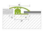 Zeichnung von PROVARIO Uni Anpassungsprofil Edelstahl V2A 2-18mm gebürstet 270cm - Proline