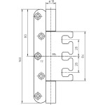 Technische Zeichnung Vorderansicht Band für gefälzte Objekttüren VX 7939/160 18-3 Edelstahl matt gebürstet - Simonswerk