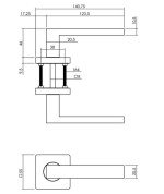 Skizze von PROGRIFF Türgriff Quadros II Zamak schwarz matt quadratische Rosette