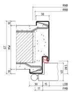 Technische Zeichnung Stahl-Umfassungszarge für Mauerwerk – BOS