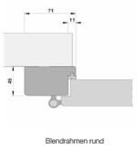 Technische Zeichnung von Blendrahmen Eiche grau CPL mit runder Kante - Huga