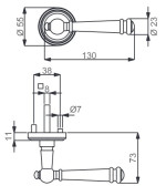 Zeichnung 3 TOP-SPEED-Türdrücker Mount Everest - R Stahlgrau - Südmetall