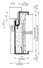 Technische Zeichnung von Stahl-Umfassungszarge Massivwand für Brandschutztüren T90 - Westag