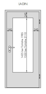 Glasmaß von Klassik Weiß RAL 9010 Typ LA-DIN WestaLack Innentür - Westag