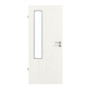 Frontansicht von GARANT Feuchtraumtür Authentic Bianco GCK08 mit Lichtausschnitt LA-5 bandseitig