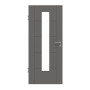 Frontansicht von HÖRMANN Innentür Groove 13 Staubgrau RAL 7037 Lack DesignLine mit Lichtausschnitt LA 24 mittig