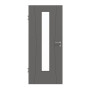 Frontansicht von HÖRMANN Innentür Groove 20 Staubgrau RAL 7037 Lack DesignLine mit Lichtausschnitt LA 24 mittig