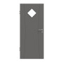 Frontansicht von HÖRMANN Innentür Groove 20 Staubgrau RAL 7037 Lack DesignLine mit Lichtausschnitt LA 6 Raute