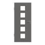 Frontansicht von HÖRMANN Innentür Groove 23 Staubgrau RAL 7037 Lack DesignLine mit Lichtausschnitt LA 5