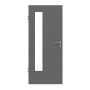 Frontansicht von HÖRMANN Innentür Groove 27 Staubgrau RAL 7037 Lack DesignLine mit Lichtausschnitt LA 24 bandseitig