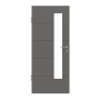 Frontansicht von HÖRMANN Innentür Groove 27 Staubgrau RAL 7037 Lack DesignLine mit Lichtausschnitt LA 24 schlossseitig