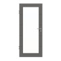 Frontansicht von HÖRMANN Innentür Groove 27 Staubgrau RAL 7037 Lack DesignLine mit Lichtausschnitt LA 27
