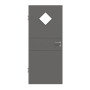 Frontansicht von HÖRMANN Innentür Groove 29 Staubgrau RAL 7037 Lack DesignLine mit Lichtausschnitt LA 6 Raute