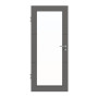 Frontansicht von HÖRMANN Innentür Groove 31 Staubgrau RAL 7037 Lack DesignLine mit Lichtausschnitt LA 27