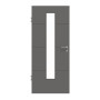 Frontansicht von HÖRMANN Innentür Groove 34 Staubgrau RAL 7037 Lack DesignLine mit Lichtausschnitt LA 24 mittig