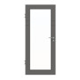 Frontansicht von HÖRMANN Innentür Groove 78 Staubgrau RAL 7037 Lack DesignLine mit Lichtausschnitt LA 27