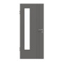 Frontansicht von HÖRMANN Innentür Groove 85 Staubgrau RAL 7037 Lack DesignLine mit Lichtausschnitt LA 24 bandseitig