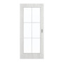 Frontansicht von GARANT Schiebetür Authentic Grigio GCK08 mit Lichtausschnitt LA-3 Sprosse SP4