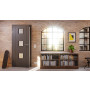Detail-Milieuansicht von HÖRMANN Innentür Groove 16 Staubgrau RAL 7037 Lack DesignLine mit Lichtausschnitt LA 10