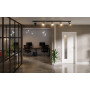 Front-Milieuansicht von GARANT Objektinnentür D354-60 Designer White Resopal mit Lichtausschnitt LA-4 bandseitig