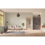 Front-Milieuansicht der in der Wand laufenden GARANT Schiebetür Authentic Achat CePaL mit Lichtausschnitt LA-2 Sprosse SP4