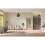 Front-Milieuansicht der in der Wand laufenden GARANT Schiebetür Authentic Achat CePaL mit Lichtausschnitt LA-3 Sprosse SP4