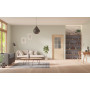 Front-Milieuansicht der in der Wand laufenden GARANT Schiebetür Authentic Achat CePaL mit Lichtausschnitt LA-6 Sprosse SP4
