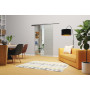 Wohnzimmer mit Ufficio Motiv klar Glasschiebetür-Set inkl. Schiebetürsystem S65 - Erkelenz