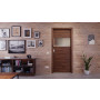 Front-Milieuansicht der in der Wand laufenden HÖRMANN Schiebetür Pure 2 Alpineiche quer Duradecor DesignLine mit Lichtausschnitt quer