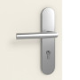 Detailansicht der Oberfläche von CLASSEN Wohnungseingangstür-Set Weiß RAL 9010 CPL 4.1 mit Stahl-Blockzarge und Beschlag