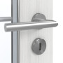 Detailansicht der Oberfläche von GARANT Feuchtraumtür Authentic Grigio GCK08 mit Lichtausschnitt LA-4 schlossseitig