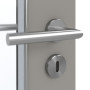 Detailansicht der Oberfläche von GARANT Feuchtraumtür U12115SD Platingrau GHK08 mit Lichtausschnitt LA-4 schlossseitig