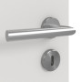 Detailansicht der Oberfläche von GARANT Feuchtraumtür 0160-60 Silver Grey Resopal mit Lichtausschnitt LA-5 mittig