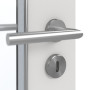 Detailansicht der Oberfläche von GARANT Feuchtraumtür 0160-60 Silver Grey Resopal mit Lichtausschnitt LA-5 schlossseitig