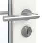 Detailansicht der Oberfläche von GARANT Feuchtraumtür Authentic Bianco GCK08 mit Lichtausschnitt LA-5 schlossseitig